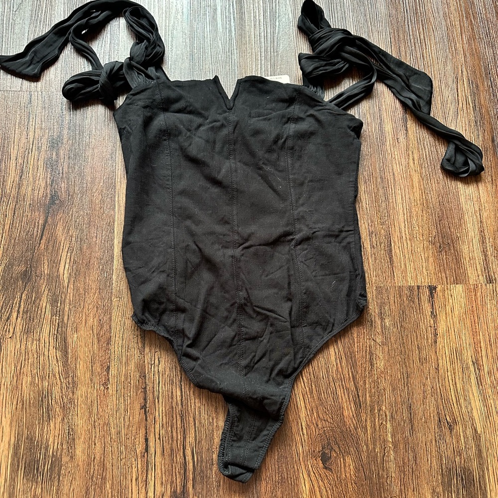 Large Free People Lola Bodysuit Black Intimately Free People NWT
